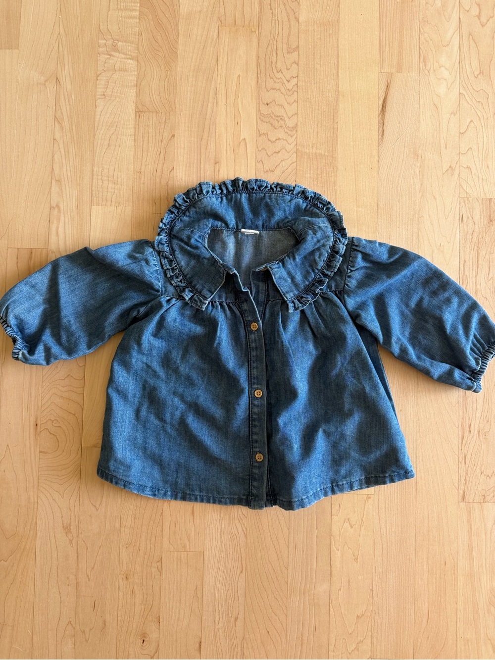 Denim Ruffle Collar bubble shirt